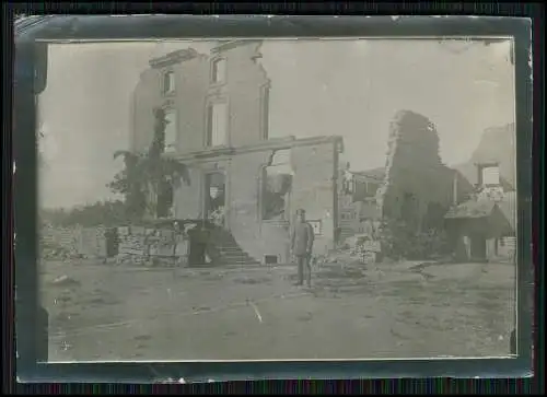 3x Foto 1. WK 1918 Kriegszerstörungen Westfront Beschreibung Rückseite 9x6 cm