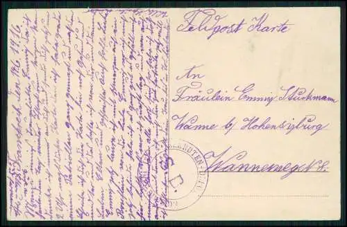 2x AK 1. WK Postkarte Péronne Somme 1916 Bahnpost Feldpost gelaufen