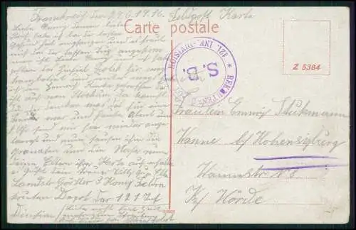 2x AK 1. WK Postkarte Péronne Somme 1916 Feldpost gelaufen