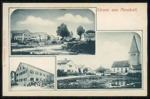 AK Neudorf Pappenheim Lkr. Weißenburg-Gunzenhausen Dorfstraße Kirche 1908 gel.