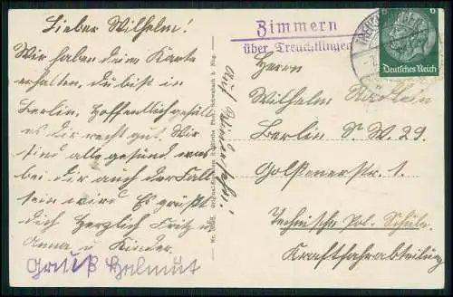 AK Zimmern Pappenheim Altmühltal Landpoststempel über Treuchtlingen 1938 gel.