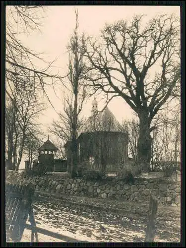 Foto 1. WK Soldaten Ostfront 1915 Dorf Holz-Kirche  11x9cm