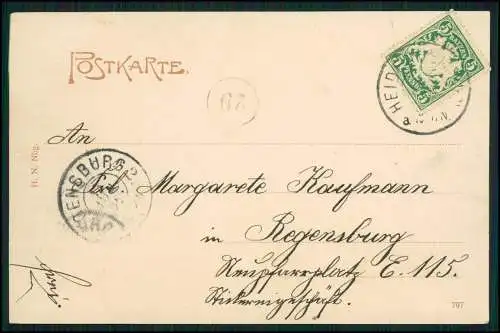 AK Postkarte Heidenheim am Hahnenkamm Mittelfranken Dorf Kirche 1905 gel.