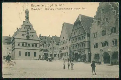AK Rothenburg ob der Tauber Marktplatz Rathaus Post Kinder auf Straße 1903 gel.
