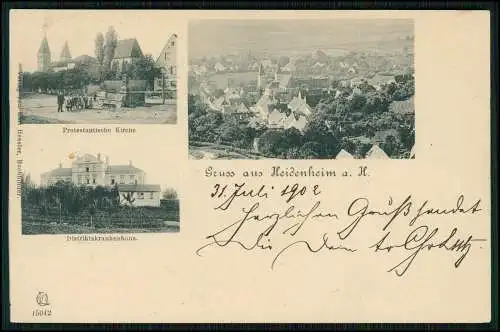 AK Postkarte Heidenheim am Hahnenkamm Mittelfranken Dorf Kirche 1902 gelaufen