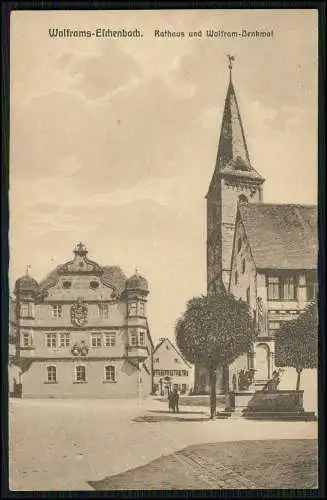 AK Wolframs Eschenbach Bayern Rathaus und Wolfram Denkmal 1924