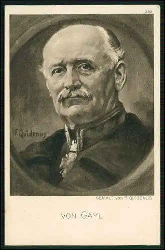 AK Quidenus General Wilhelm Karl Friedrich Freiherr von Gayl Portrait 1917 gel.