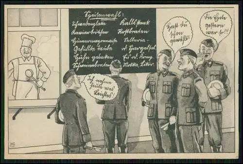 AK Soldaten Scherz Karikatur Franke Hamburg Feldpost 1940 Liegnitz gelaufen