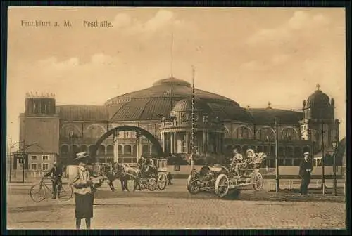 AK Ansichtskarte Postkarte Frankfurt am Main Festhalle Auto Kutsche 1911 gel.