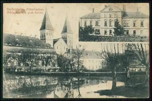 AK Heidenheim am Hahnenkamm Amtsgericht u. Kirche 1917 gelaufen