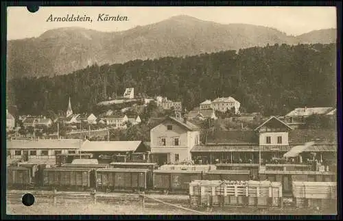 AK Arnoldstein Podklošter im Gailtal Kärnten Bahnhof Güterzüge 1943 gelaufen