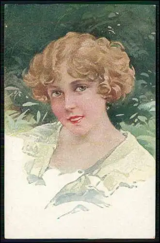 Alte Künstler AK Postkarte TECO Portrait feine elegante Dame Hübsche Frau 4
