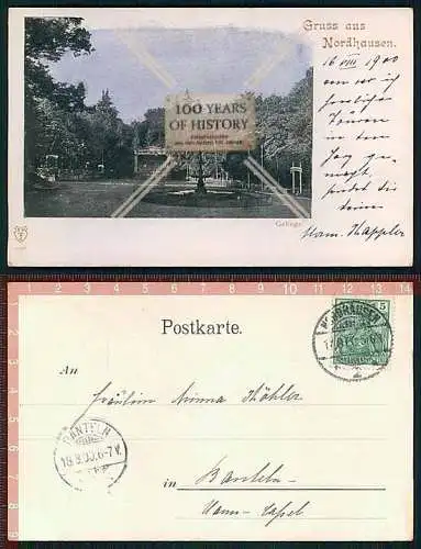 Orig. AK Gruß aus Nordhausen Gehege Thüringen gel. 1900