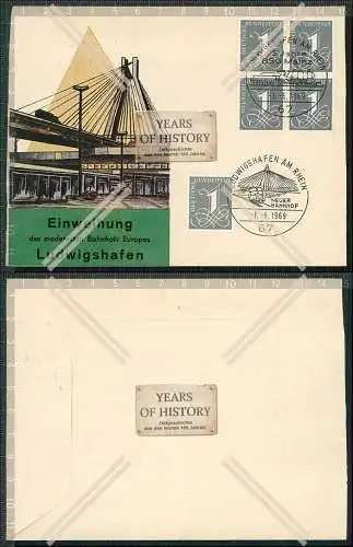 Sonderbrief Briefmarken Stempel Einweihung Bahnhof Ludwigshafen 1969