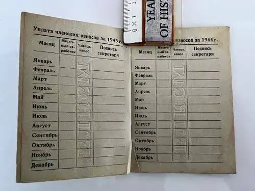 Mitgliedsausweis Portrait 1938 Komsomol Jugendorganisation KPdSU Russland 2. WK