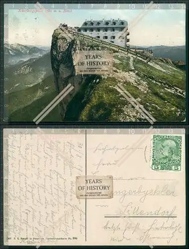 AK Schafberg Schafbergspitze mit Hotel Attersee und Höllengebirge 1913 gel.