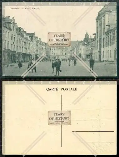 Orig. AK Louvain Frankreich Marktplatz Geschäfte Feldpost Karte 1914