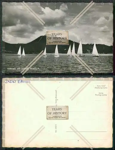 Foto AK Postkarte Schloss Waldeck am Edersee Hessen Segelboote auf dem See