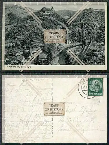 AK Postkarte Altenahr im Ahrtal drei Tunnels Burg Are 1939 gelaufen