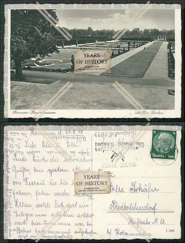 AK Hannover Herrenhausen großer Garten 1940 mit Feldpost-Nummer gelaufen