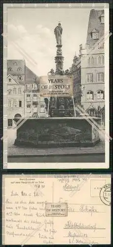 AK Postkarte Trier Mosel Marktbrunnen 1940 mit Feldpost-Nummer gelaufen
