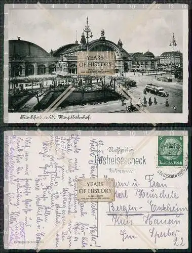AK Frankfurt am Main Hauptbahnhof 1941 gelaufen Sonderstempel