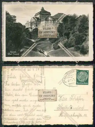 Foto AK Ansichtskarte Postkarte Kassel in Hessen Staatstheater 1939 gelaufen