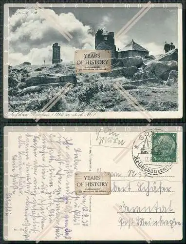 AK Ansichtskarte auf dem Brocken Nationalpark Harz 1937 gelaufen