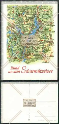 AK Landkarte Bad Saarow Mark Rund um Scharmützelsee Pieskow Wendisch Rietz 