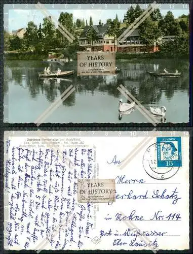 Foto AK Much Rhein-Sieg Gasthaus Herrenteich mit Ruderer Gerh. Schwamborn 