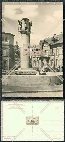 Foto AK Postkarte Weißwasser in der Oberlausitz Glasmacherbrunnen Postamt