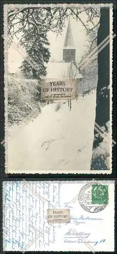 Foto AK Grötzingen Karlsruhe Evangelische Stadtkirche Winterlandschaft Schneeb