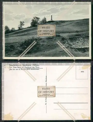 AK Postkarte Saarbrücken Spicherer Höhen Roter Berg mit 74er Denkmal 1870