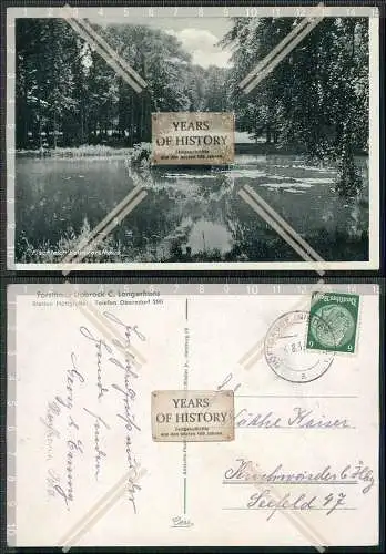AK Wingst Land Hadeln Forsthaus Dobrock Fischteich Hasenbeckallee 1936 gelaufen