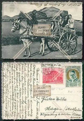 AK Postkarte Palermo Sicilia Carro Siciliano Pferdekutsche Karte gelaufen