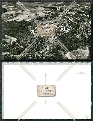 Foto AK Manderscheid Eifel Fliegeraufnahme Luftbild Oberburg Niederburg