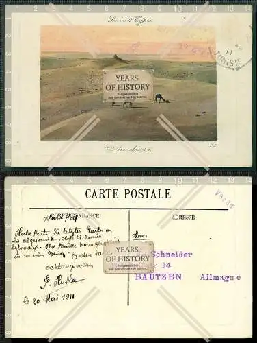 Orig. AK Tunesien Kamele Wüste Lithographie 1911 nach Bautzen