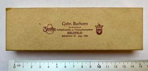 alte Schmuckschatulle Etuis Juwelier Goldschmied Burhorn Bielefeld 14,5x4,5x2 cm