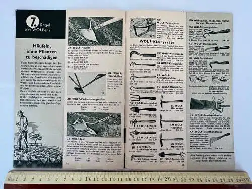 Werbung Heft von 1950 Wolf Gartengeräte Feld u. Garten E. Kizio Hausberge Minden