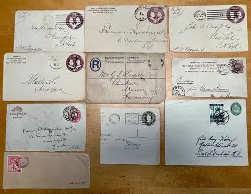 10x Beleg Ganzsache Letter Brief USA 1893 Germany Bank geschäftlich Bremen Mainz