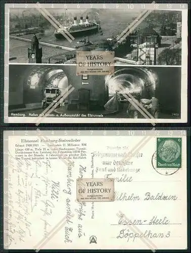 AK Hamburg Steinwerder Elbtunnel Hafen Innen- Aussenalster Dampfer 1939 gel.