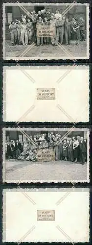 Foto 2x Essen Steele Ruhr Gruppe junge Damen und Herren im Monteur-Anzug 1939