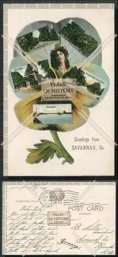 AK Ansichtskarte Postkarte Savannah Georgia USA Post River Park 1908 gelaufen