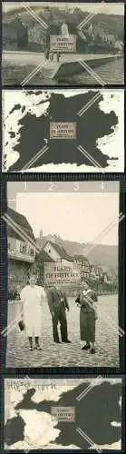 Foto 2x Hirschhorn Neckar Hessen Straßenpartie Neckarufer alte Burgmauer 1933