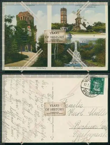 AK Duisburg am Rhein Kaiser Wilhelm Denkmal Wasserfall Burgruine Wasserfall 192