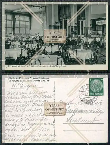 AK Essen Bredeney Kurhaus Ruhrstein Innenansicht 1939 gel. Stralsund Schiffssta