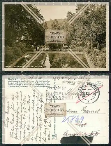 AK Hagen i. W. Gasthaus Waldlust mit Goldfischteich 1940 Feldpost gel. FPN 2586