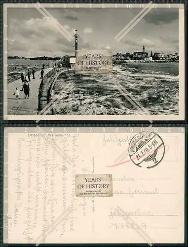 AK Warnemünde Rostock Mole Leuchtturm Signalturm 1940 Feldpost FPN 26869 Marin