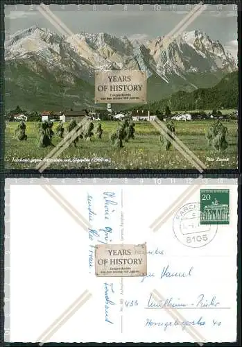 Foto AK Farchant Oberbayern Panorama mit Wettersteingebirge Kirchturm Alpen  