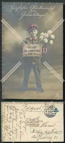 AK 1.WK Patriotische Karte Junge Knabe Uniform 1916 Feldpost gelaufen 